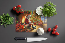 Load image into Gallery viewer, Yorkshire Terrier Yorkie and Santa Claus Glass Cutting Boards – Durable, Decorative Kitchen Art