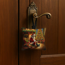 Load image into Gallery viewer, Yorkshire Terrier Yorkie and Santa Claus Hanging Square Fabric Ornament 3.5 × 3.5