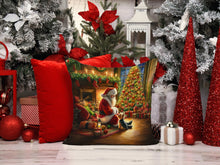 Load image into Gallery viewer, Yorkshire Terrier Yorkie and Santa Claus Throw Pillow - 14x14 Decorative Pillow – Art for Your Home &amp; Patio