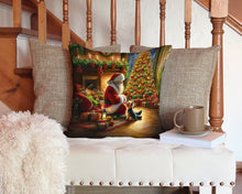 Load image into Gallery viewer, Yorkshire Terrier Yorkie and Santa Claus Throw Pillow - 14x14 Decorative Pillow – Art for Your Home &amp; Patio
