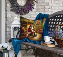 Load image into Gallery viewer, Yorkshire Terrier Yorkie and Santa Claus Throw Pillow