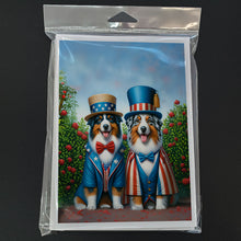 Load image into Gallery viewer, All American Australian Shepherd Greeting Cards - Blank Note Cards – 8-Pack of Artist-Designed Cards with Envelopes