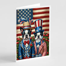 Load image into Gallery viewer, All American Boston Terrier Greeting Cards - Blank Note Cards – 8-Pack of Artist-Designed Cards with Envelopes