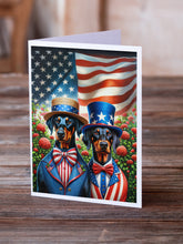 Load image into Gallery viewer, All American Doberman Pinscher Greeting Cards - Blank Note Cards – 8-Pack of Artist-Designed Cards with Envelopes