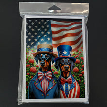 Load image into Gallery viewer, All American Doberman Pinscher Greeting Cards - Blank Note Cards – 8-Pack of Artist-Designed Cards with Envelopes