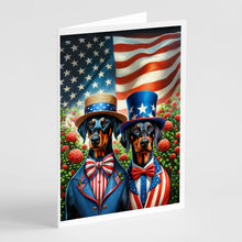 Load image into Gallery viewer, All American Doberman Pinscher Greeting Cards - Blank Note Cards – 8-Pack of Artist-Designed Cards with Envelopes