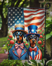 Load image into Gallery viewer, All American Doberman Pinscher Garden Flag –  Dogs with American Flag Background by Caroline’s Treasures