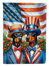Load image into Gallery viewer, All American Doberman Pinscher Garden Flag –  Dogs with American Flag Background by Caroline’s Treasures