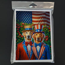 Load image into Gallery viewer, All American Golden Retriever Greeting Cards - Blank Note Cards – 8-Pack of Artist-Designed Cards with Envelopes