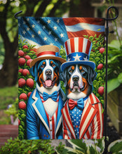 Load image into Gallery viewer, All American Greater Swiss Mountain Dog Garden Flag –  Dogs with American Flag Background by Caroline’s Treasures