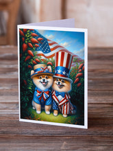 Load image into Gallery viewer, All American Pomeranian Greeting Cards - Blank Note Cards – 8-Pack of Artist-Designed Cards with Envelopes