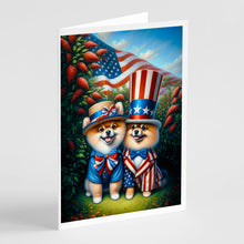 Load image into Gallery viewer, All American Pomeranian Greeting Cards - Blank Note Cards – 8-Pack of Artist-Designed Cards with Envelopes