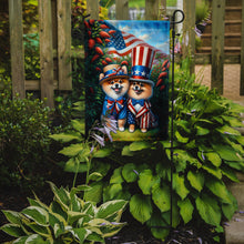 Load image into Gallery viewer, All American Pomeranian Garden Flag –  Dogs with American Flag Background by Caroline’s Treasures