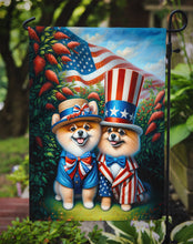 Load image into Gallery viewer, All American Pomeranian Garden Flag –  Dogs with American Flag Background by Caroline’s Treasures
