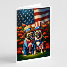 Load image into Gallery viewer, All American Pug Greeting Cards - Blank Note Cards – 8-Pack of Artist-Designed Cards with Envelopes