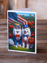 Load image into Gallery viewer, All American Samoyed Greeting Cards - Blank Note Cards – 8-Pack of Artist-Designed Cards with Envelopes