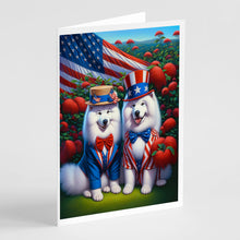 Load image into Gallery viewer, All American Samoyed Greeting Cards - Blank Note Cards – 8-Pack of Artist-Designed Cards with Envelopes