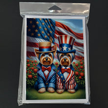 Load image into Gallery viewer, All American Yorkshire Terrier Greeting Cards - Blank Note Cards – 8-Pack of Artist-Designed Cards with Envelopes