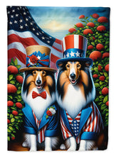 Load image into Gallery viewer, All American Sheltie Garden Flag –  Dogs with American Flag Background by Caroline’s Treasures