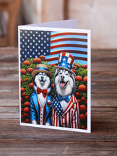 Load image into Gallery viewer, All American Siberian Husky Greeting Cards - Blank Note Cards – 8-Pack of Artist-Designed Cards with Envelopes