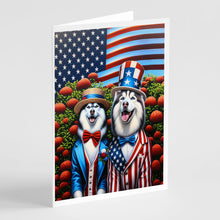 Load image into Gallery viewer, All American Siberian Husky Greeting Cards - Blank Note Cards – 8-Pack of Artist-Designed Cards with Envelopes