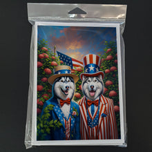 Load image into Gallery viewer, All American Siberian Husky Greeting Cards - Blank Note Cards – 8-Pack of Artist-Designed Cards with Envelopes