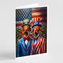 Load image into Gallery viewer, All American Vizsla Greeting Cards - Blank Note Cards – 8-Pack of Artist-Designed Cards with Envelopes