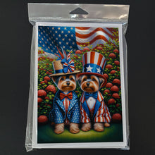 Load image into Gallery viewer, All American Yorkshire Terrier Greeting Cards - Blank Note Cards – 8-Pack of Artist-Designed Cards with Envelopes