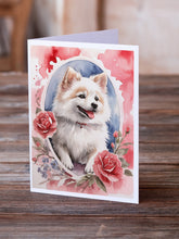 Load image into Gallery viewer, American Eskimo Valentine Roses Greeting Cards - Blank Note Cards – 8-Pack of Artist-Designed Cards with Envelopes