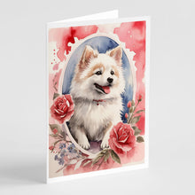 Load image into Gallery viewer, American Eskimo Valentine Roses Greeting Cards - Blank Note Cards – 8-Pack of Artist-Designed Cards with Envelopes
