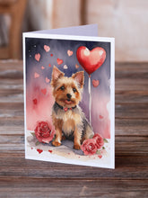 Load image into Gallery viewer, Australian Terrier Valentine Roses Greeting Cards - Blank Note Cards – 8-Pack of Artist-Designed Cards with Envelopes