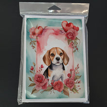 Load image into Gallery viewer, Beagle Valentine Roses Greeting Cards - Blank Note Cards – 8-Pack of Artist-Designed Cards with Envelopes