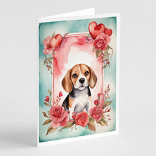 Load image into Gallery viewer, Beagle Valentine Roses Greeting Cards - Blank Note Cards – 8-Pack of Artist-Designed Cards with Envelopes