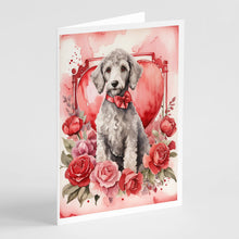 Load image into Gallery viewer, Bedlington Terrier Valentine Roses Greeting Cards - Blank Note Cards – 8-Pack of Artist-Designed Cards with Envelopes