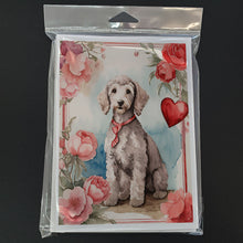 Load image into Gallery viewer, Bedlington Terrier Valentine Roses Greeting Cards - Blank Note Cards – 8-Pack of Artist-Designed Cards with Envelopes