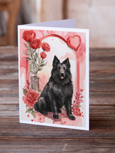 Load image into Gallery viewer, Belgian Sheepdog Valentine Roses Greeting Cards - Blank Note Cards – 8-Pack of Artist-Designed Cards with Envelopes