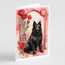 Load image into Gallery viewer, Belgian Sheepdog Valentine Roses Greeting Cards - Blank Note Cards – 8-Pack of Artist-Designed Cards with Envelopes