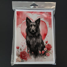 Load image into Gallery viewer, Belgian Sheepdog Valentine Roses Greeting Cards - Blank Note Cards – 8-Pack of Artist-Designed Cards with Envelopes