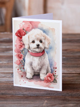 Load image into Gallery viewer, Bichon Frise Valentine Roses Greeting Cards - Blank Note Cards – 8-Pack of Artist-Designed Cards with Envelopes
