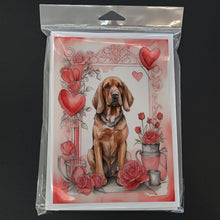 Load image into Gallery viewer, Bloodhound Valentine Roses Greeting Cards - Blank Note Cards – 8-Pack of Artist-Designed Cards with Envelopes