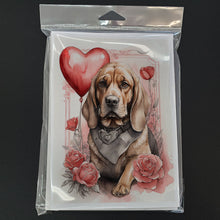 Load image into Gallery viewer, Bloodhound Valentine Roses Greeting Cards - Blank Note Cards – 8-Pack of Artist-Designed Cards with Envelopes