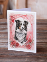Load image into Gallery viewer, Border Collie Valentine Roses Greeting Cards - Blank Note Cards – 8-Pack of Artist-Designed Cards with Envelopes