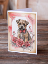 Load image into Gallery viewer, Border Terrier Valentine Roses Greeting Cards - Blank Note Cards – 8-Pack of Artist-Designed Cards with Envelopes