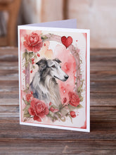 Load image into Gallery viewer, Borzoi Valentine Roses Greeting Cards - Blank Note Cards – 8-Pack of Artist-Designed Cards with Envelopes
