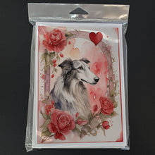 Load image into Gallery viewer, Borzoi Valentine Roses Greeting Cards - Blank Note Cards – 8-Pack of Artist-Designed Cards with Envelopes