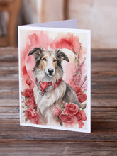 Load image into Gallery viewer, Borzoi Valentine Roses Greeting Cards - Blank Note Cards – 8-Pack of Artist-Designed Cards with Envelopes