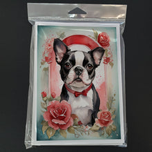 Load image into Gallery viewer, Boston Terrier Valentine Roses Greeting Cards - Blank Note Cards – 8-Pack of Artist-Designed Cards with Envelopes