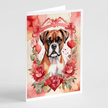 Load image into Gallery viewer, Boxer Valentine Roses Greeting Cards - Blank Note Cards – 8-Pack of Artist-Designed Cards with Envelopes