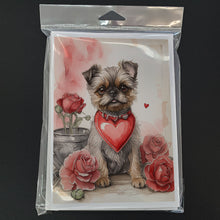 Load image into Gallery viewer, Brussels Griffon Valentine Roses Greeting Cards - Blank Note Cards – 8-Pack of Artist-Designed Cards with Envelopes