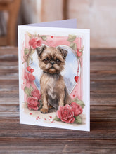 Load image into Gallery viewer, Brussels Griffon Valentine Roses Greeting Cards - Blank Note Cards – 8-Pack of Artist-Designed Cards with Envelopes